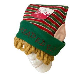Christmas Dreaded Elf Holiday Santa Hat Pointy w Elf Ears Dreadlocks New w Tags